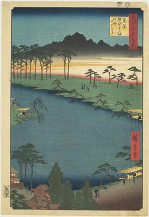 歌川広重: The Juniso, or Twelve Kumano Shrines, at Tsunohazu, no. 64 from the series One-hundred Views of Famous Places in Edo - ウィスコンシン大学マディソン校