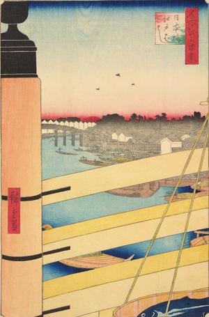 歌川広重: Nihon Bridge and Edo Bridge, no. 43 from the series One-hundred Views of Famous Places in Edo - ウィスコンシン大学マディソン校