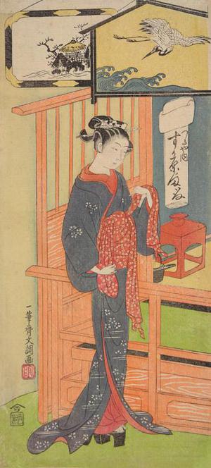 一筆斉文調: The Courtesan Sugawara of the Tsuru Establishment, from a series of Portraits of Courtesans - ウィスコンシン大学マディソン校