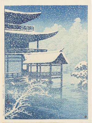 Japanese Print "Snow at the Golden Pavillion, from the series Selection of Scenes of Japan" by Kawase Hasui, 川瀬巴水 (Kawase Hasui)