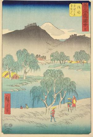 Utagawa Hiroshige: Motosaka Pass and Motono Plain near Goyu, no. 36 from the series Pictures of the Famous Places on the Fifty-three Stations (Vertical Tokaido) - University of Wisconsin-Madison