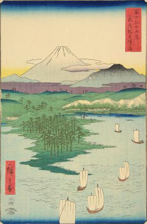 Utagawa Hiroshige: Noge and Yokohama in Musashi Province, no. 15 from the series Thirty-six Views of Mt. Fuji - University of Wisconsin-Madison