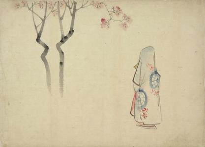 Utagawa Hiroshige: Woman Viewing Cherry Blossoms, from a series of Sketches - University of Wisconsin-Madison