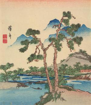 渓斉英泉: Landscape with Pines and Mountains - ウィスコンシン大学マディソン校