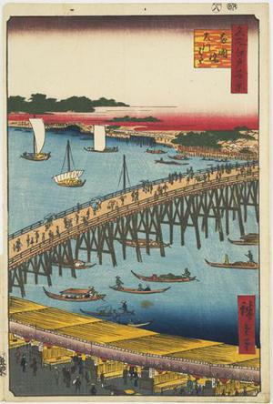 歌川広重: The River Bank by Ryogoku Bridge, no. 53 from the series One-hundred Views of Famous Places in Edo - ウィスコンシン大学マディソン校