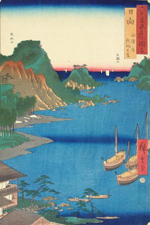 Utagawa Hiroshige: Yuzu Bay on the Island of Obi in Hyuga Province, no. 65 from the series Pictures of Famous Places in the Sixty-odd Provinces - University of Wisconsin-Madison