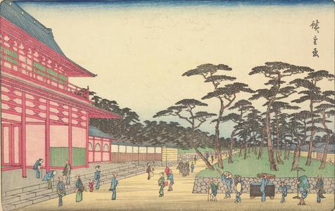 Japanese Print "Zojoji in Shiba, from the series Famous Places in the Eastern Capital" by Utagawa Hiroshige, 歌川広重 (Utagawa Hiroshige)