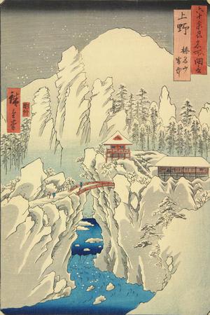 歌川広重: Snow on Mt. Haruna in Kozuke Province, no. 26 from the series Pictures of Famous Places in the Sixty-odd Provinces - ウィスコンシン大学マディソン校