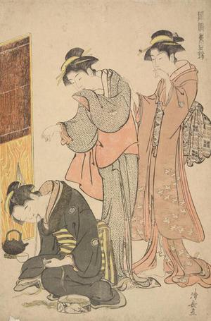 鳥居清長: Two Women and Dozing Maid, from the series Beauties of the East as Reflected in Fashions - ウィスコンシン大学マディソン校