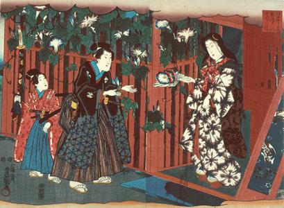 Utagawa Kunisada, 歌川国貞 (Utagawa Kunisada)による浮世絵「Prince Genji and Yugao, from the series Eastern Pictures of Edo Purple」