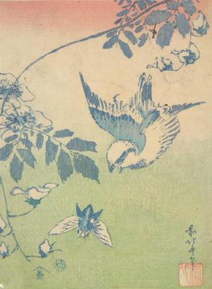 Katsushika Hokusai: Sparrow, Cicada, and Clematis, from a series of Pictures Originally Printed in Blue - University of Wisconsin-Madison