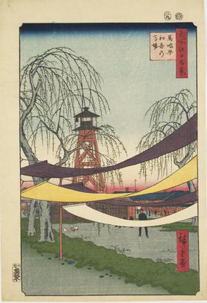歌川広重: Hatsune Riding Ground at Bakurocho, no. 6 from the series One-hundred Views of Famous Places in Edo - ウィスコンシン大学マディソン校