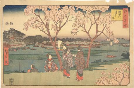 Utagawa Hiroshige, 歌川広重 (Utagawa Hiroshige)による浮世絵「Spring on the Sumida River, from the series Famous Places in Edo」