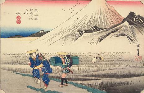 歌川広重: Mt. Fuji in the Morning from Hara, no. 14 from the series Fifty-three Stations of the Tokaido (Hoeido Tokaido) - ウィスコンシン大学マディソン校
