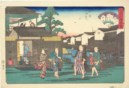 Utagawa Hiroshige: The Umegawa Restaurant by Yanagi Bridge in the Ryogoku District, from the series Famous Restaurants in Edo - University of Wisconsin-Madison