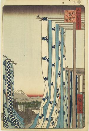 歌川広重: The Dyer's District in Kanda, no. 75 from the series One-hundred Views of Famous Places in Edo - ウィスコンシン大学マディソン校