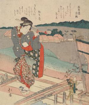 魚屋北渓: The Poetess Kiyogaki on a Hill Overlooking Shinobazu Pond - ウィスコンシン大学マディソン校