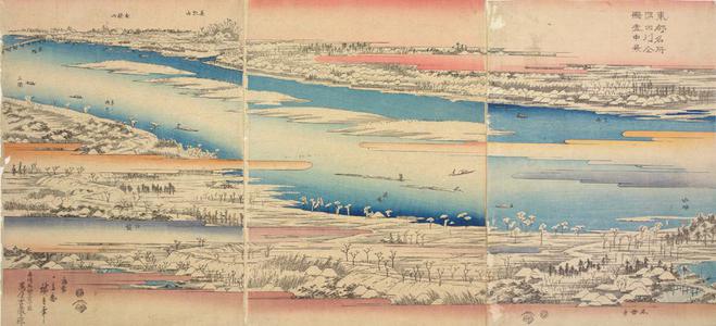 歌川広重: Panoramic View of the Sumida River in the Snow - ウィスコンシン大学マディソン校