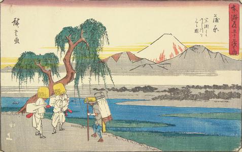 歌川広重: The Fuji River from Iwafuchi near Kambara, no. 16 from the series Fifty-three Stations of the Tokaido (Gyosho Tokaido) - ウィスコンシン大学マディソン校