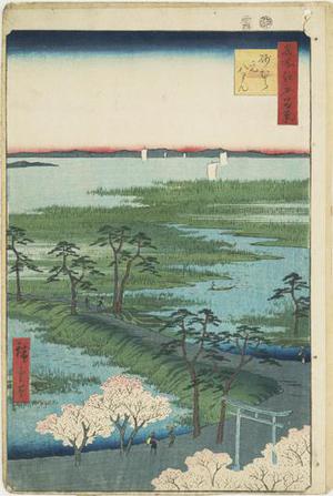歌川広重: The Moto-Hachiman Shrine at Suna Village, no. 29 from the series One-hundred Views of Famous Places in Edo - ウィスコンシン大学マディソン校