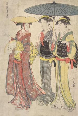 Torii Kiyonaga: Woman Strolling with Two Maids, from the series Beauties of the East in Daily Life - University of Wisconsin-Madison