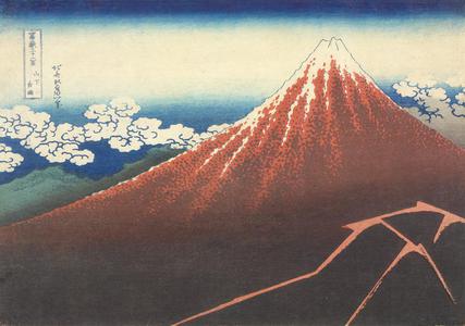 葛飾北斎: Rainstorm Beneath the Summit (Fuji over Lightening), from the series Thirty-six Views of Mt. Fuji - ウィスコンシン大学マディソン校