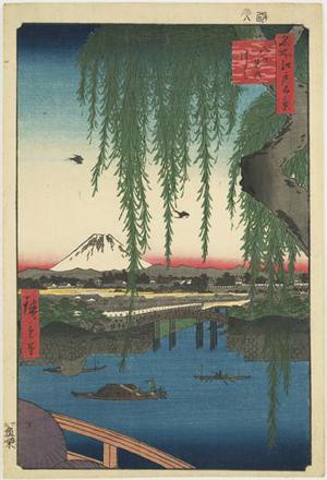 歌川広重: Yatsumi Bridge, no. 62 from the series One-hundred Views of Famous Places in Edo - ウィスコンシン大学マディソン校