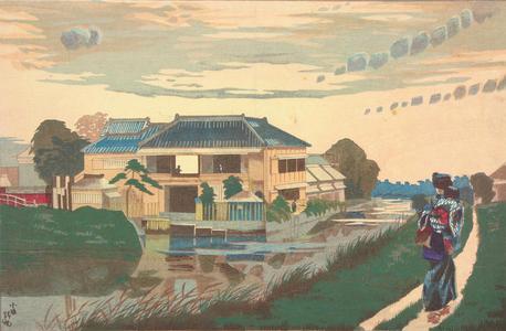 Kobayashi Kiyochika: Teahouse Beside a canal - University of Wisconsin-Madison
