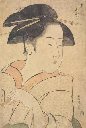 Torii Kiyomasa: Half-length Portrait of the Waitress Ohisa of the Takashima Tea House - University of Wisconsin-Madison