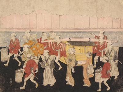 Suzuki Harunobu: Carrying the Bride to Her Future Home, from a series of Seven Prints Illustrating Scenes of Courtship and Marriage - University of Wisconsin-Madison