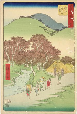 Utagawa Hiroshige: Namatsu Plateau and the Foothills of Mt. Matsu near Minakuchi, no. 51 from the series Pictures of the Famous Places on the Fifty-three Stations (Vertical Tokaido) - University of Wisconsin-Madison