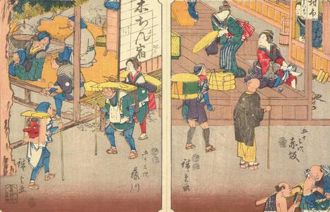 Utagawa Hiroshige: Fujikawa, no. 38 from the series Fifty-three Stations (Figure Tokaido) - University of Wisconsin-Madison