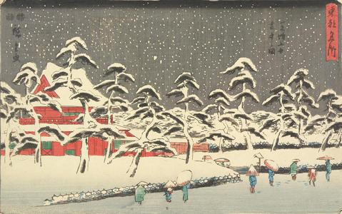 歌川広重: Snow at Zojoji in Shiba, from the series Famous Places in the Eastern Capital - ウィスコンシン大学マディソン校