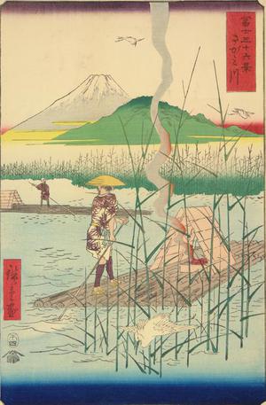 歌川広重: The Sagami River, no. 18 from the series Thirty-six Views of Mt. Fuji - ウィスコンシン大学マディソン校