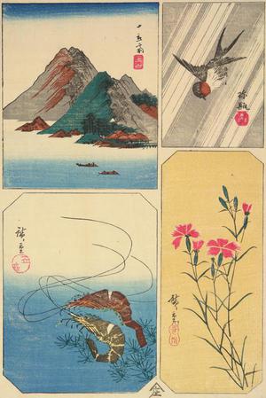 Utagawa Hiroshige: Landscape, Sparrow, Shrimp, and Pinks, from a series of Harimaze Prints - University of Wisconsin-Madison