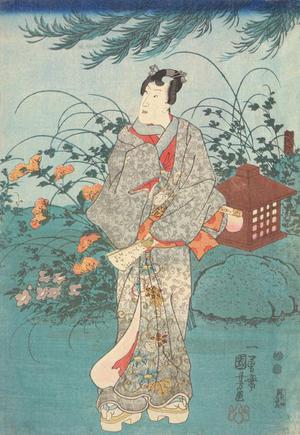Utagawa Kuniyoshi: Young Man Standing in a Garden - University of Wisconsin-Madison