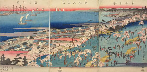 Utagawa Hiroshige: Flower Viewing on Goten Hill and Shinagawa, from the series Famous Places in the Eastern Capital - University of Wisconsin-Madison