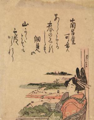 Katsushika Hokusai: Courtesan Overlooking the Roofs of the New Yoshiwara - University of Wisconsin-Madison