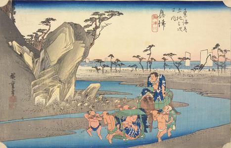 Utagawa Hiroshige: The Okitsu River near Okitsu, no. 18 from the series Fifty-three Stations of the Tokaido (Hoeido Tokaido) - University of Wisconsin-Madison