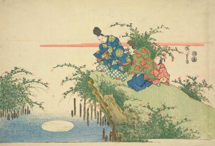 歌川広重: Courtiers Viewing the Moon Through Bush Clover at the Noji Tama River, from the series Six Tama Rivers - ウィスコンシン大学マディソン校