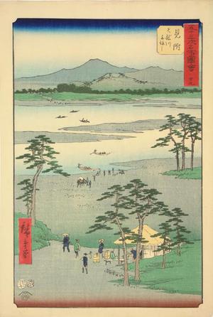 Utagawa Hiroshige: The Ferry on the Tenryu River near Mitsuke, no. 29 from the series Pictures of the Famous Places on the Fifty-three Stations (Vertical Tokaido) - University of Wisconsin-Madison
