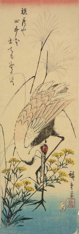 Utagawa Hiroshige: Crane, Ominaeshi, and Pampas Grass - University of Wisconsin-Madison