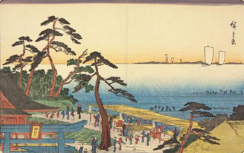 歌川広重: Precincts of the Benten Shrine at Susaki, from the series Famous Places in Edo - ウィスコンシン大学マディソン校