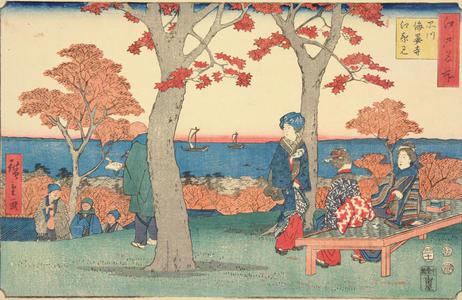 Utagawa Hiroshige: Viewing Autumn Foliage at Kaianji in Shinagawa, from the series Famous Places in Edo - University of Wisconsin-Madison
