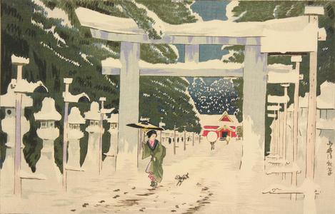 小林清親: A Picture of Deep Snow at Tosho Shrine at Ueno - ウィスコンシン大学マディソン校