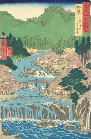 Utagawa Hiroshige: Hot Springs near Shuzenji in Izu Province, no. 14 from the series Pictures of Famous Places in the Sixty-odd Provinces - University of Wisconsin-Madison
