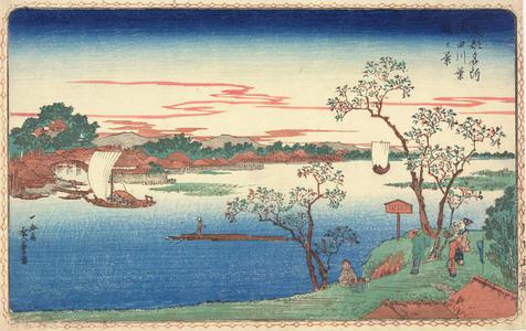 歌川広重: Cherry Trees in Leaf on the Sumida River, from the series Famous Places in the Eastern Capital - ウィスコンシン大学マディソン校