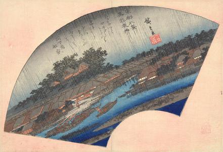 Utagawa Hiroshige, 歌川広重 (Utagawa Hiroshige)による浮世絵「Night Rain at Matsuchi, from the series Eight Views of the Eastern Capital」