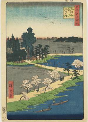 Japanese Print "The Entwined Camphor Trees at Azuma Shrine, no. 31 from the series One-hundred Views of Famous Places in Edo" by Utagawa Hiroshige, 歌川広重 (Utagawa Hiroshige)