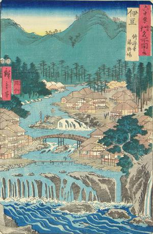 歌川広重: Hot Springs near Shuzenji in Izu Province, no. 14 from the series Pictures of Famous Places in the Sixty-odd Provinces - ウィスコンシン大学マディソン校